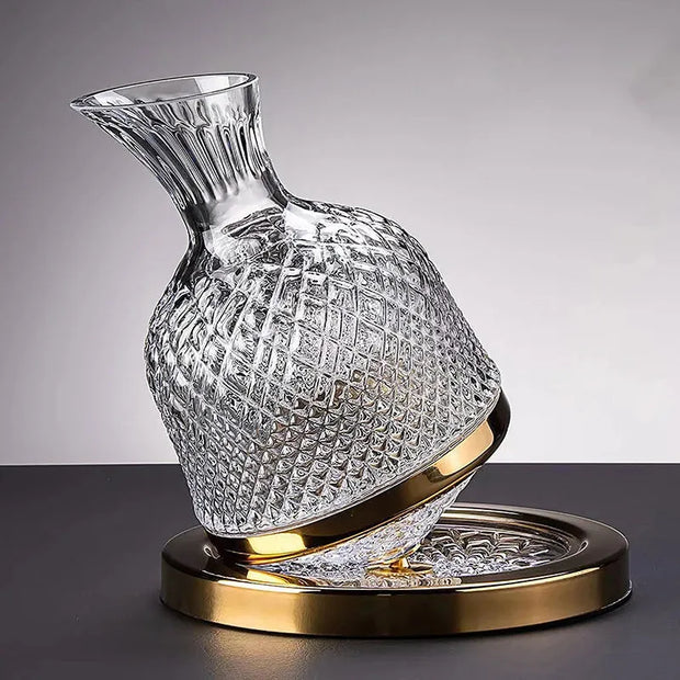 Luxury Crystal Rotating Decanter – Elegant Whiskey & Wine Carafe