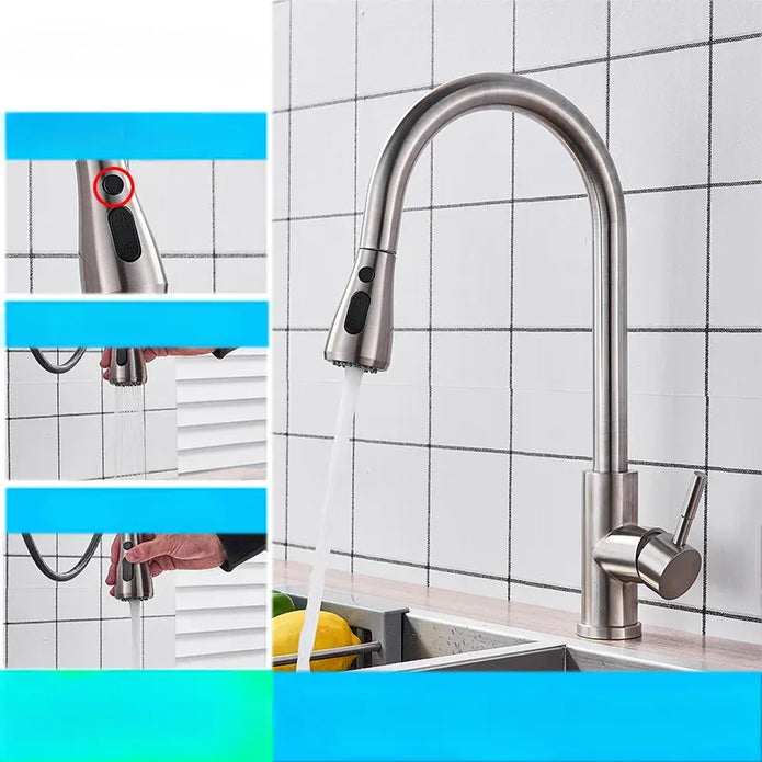 Modern Kitchen Faucet – Movable Spout with Durable Nickel Finish