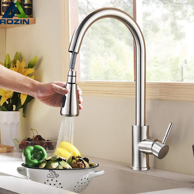 Modern Kitchen Faucet – Movable Spout with Durable Nickel Finish