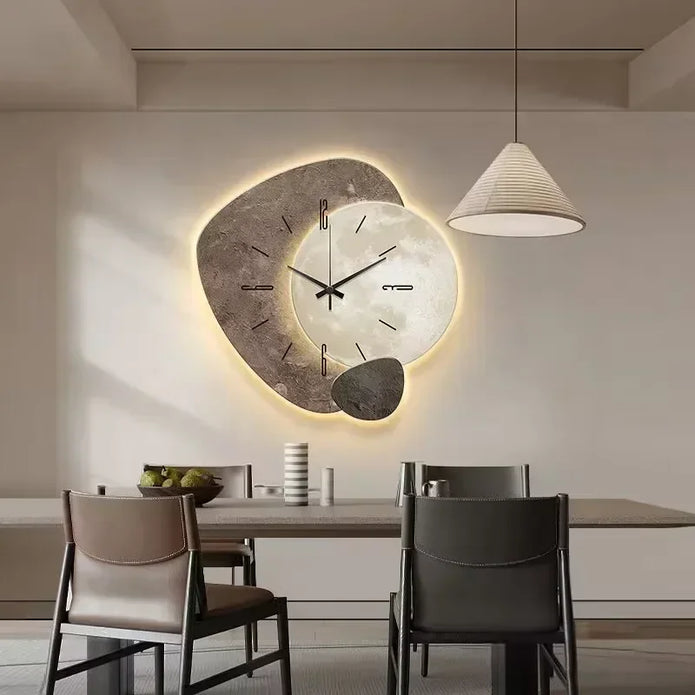 Modern LED Wall Clock – Artistic Stone Design with Natural Elegance
