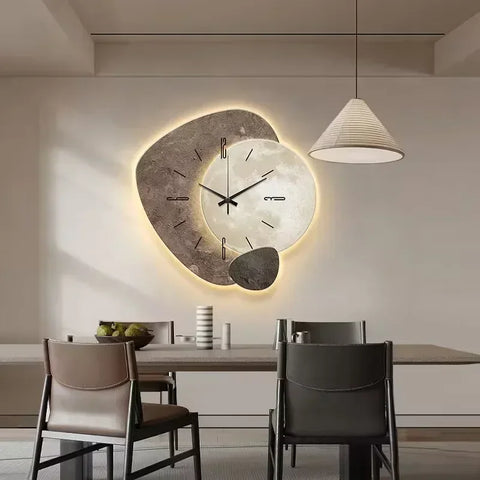 Modern LED Wall Clock – Artistic Stone Design with Natural Elegance