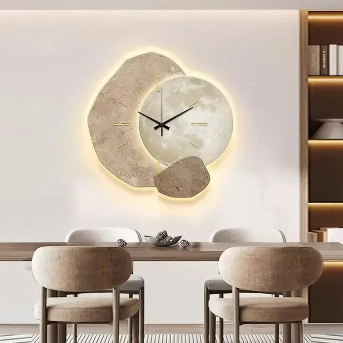 Modern LED Wall Clock – Artistic Stone Design with Natural Elegance