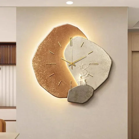 Modern LED Wall Clock – Artistic Stone Design with Natural Elegance