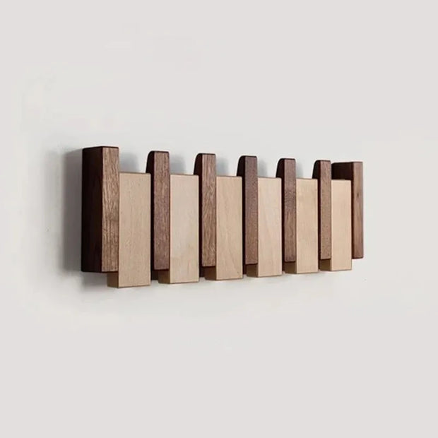 Modern Wooden Wall Rack – Stylish Foldable Hooks for Entryway Storage