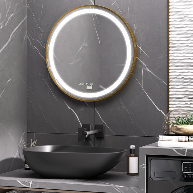 Round LED Bathroom Mirror – Time Display and Memory Function for Modern Spaces